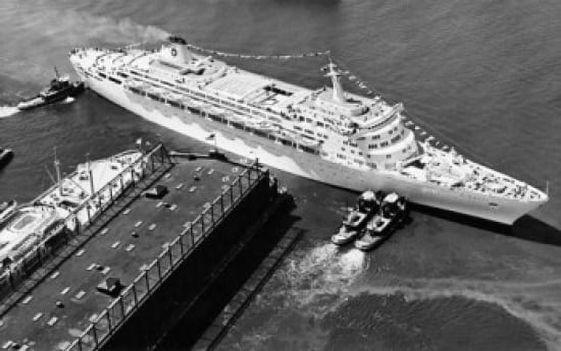 High angle view of a cruise ship docked at a harbor New York City New York state USA Canvas Art - (18 x 24)