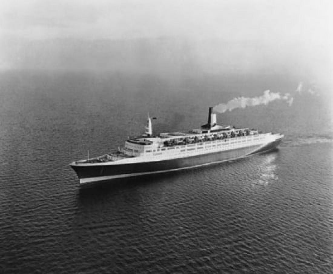 High angle view of a cruise ship in the sea Queen Elizabeth II Canvas Art - (24 x 36)