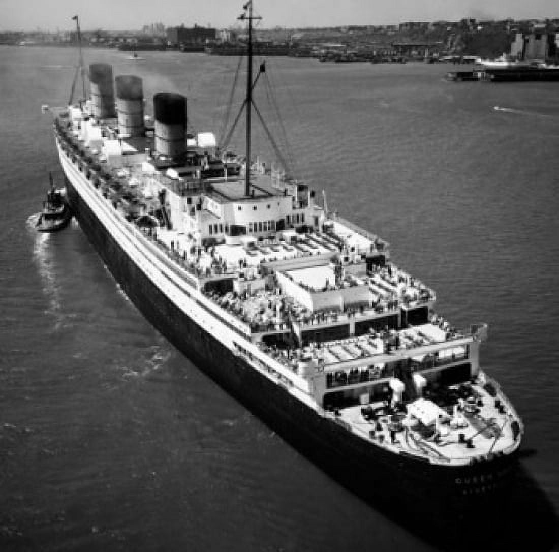 High angle view of a cruise ship in the sea RMS Queen Mary New York City New York State USA Canvas Art - (18 x 24)