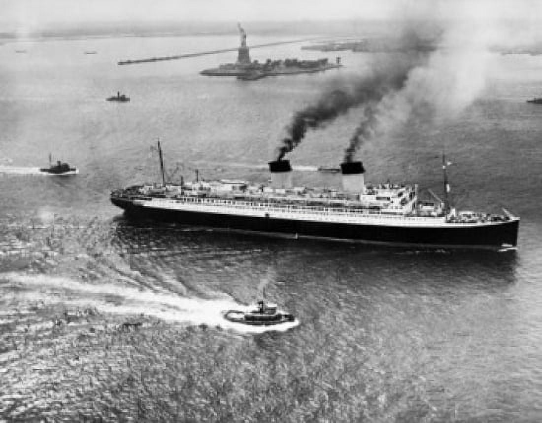 High angle view of a cruise ship in the sea SS Ile de France New York City New York State USA Canvas Art -  (18 x 24)