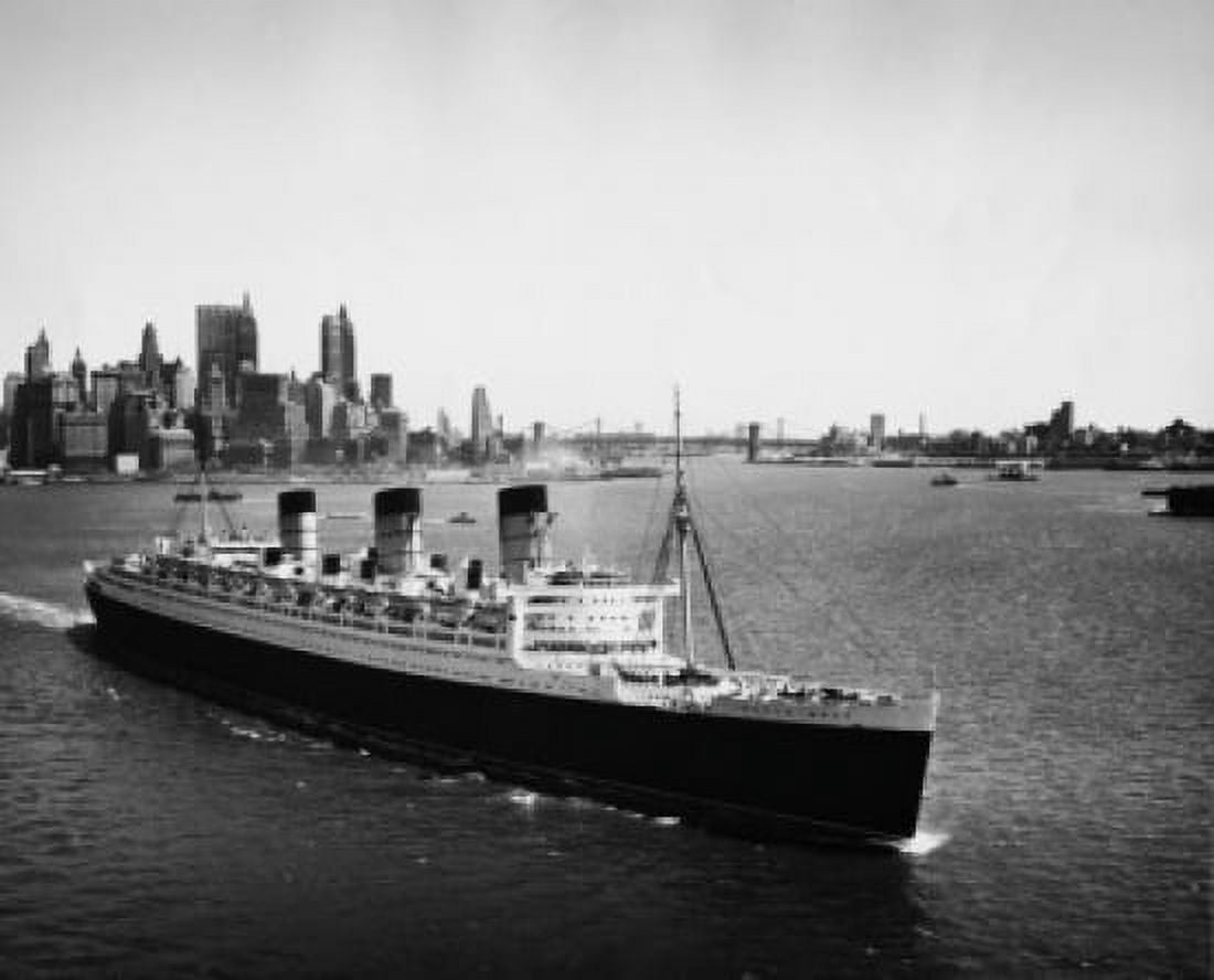 High angle view of a cruise ship in the sea SS Queen Mary New York City New York State USA Canvas Art - (18 x 24)