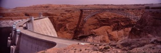 High angle view of a dam Glen Canyon Dam Lake Powell Colorado River Page Arizona USA Canvas Art - Panoramic Images (36 x 12)
