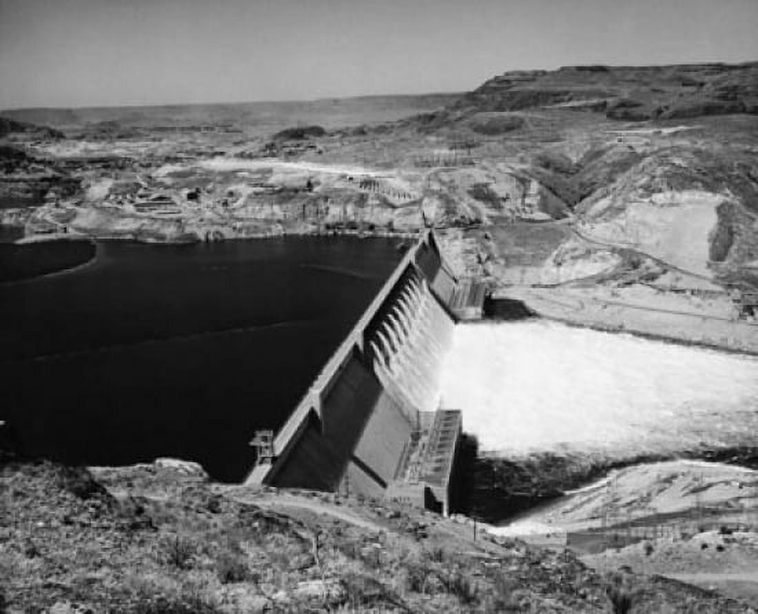 High angle view of a dam Grand Coulee Dam Columbia River Washington State USA Canvas Art - (24 x 36)
