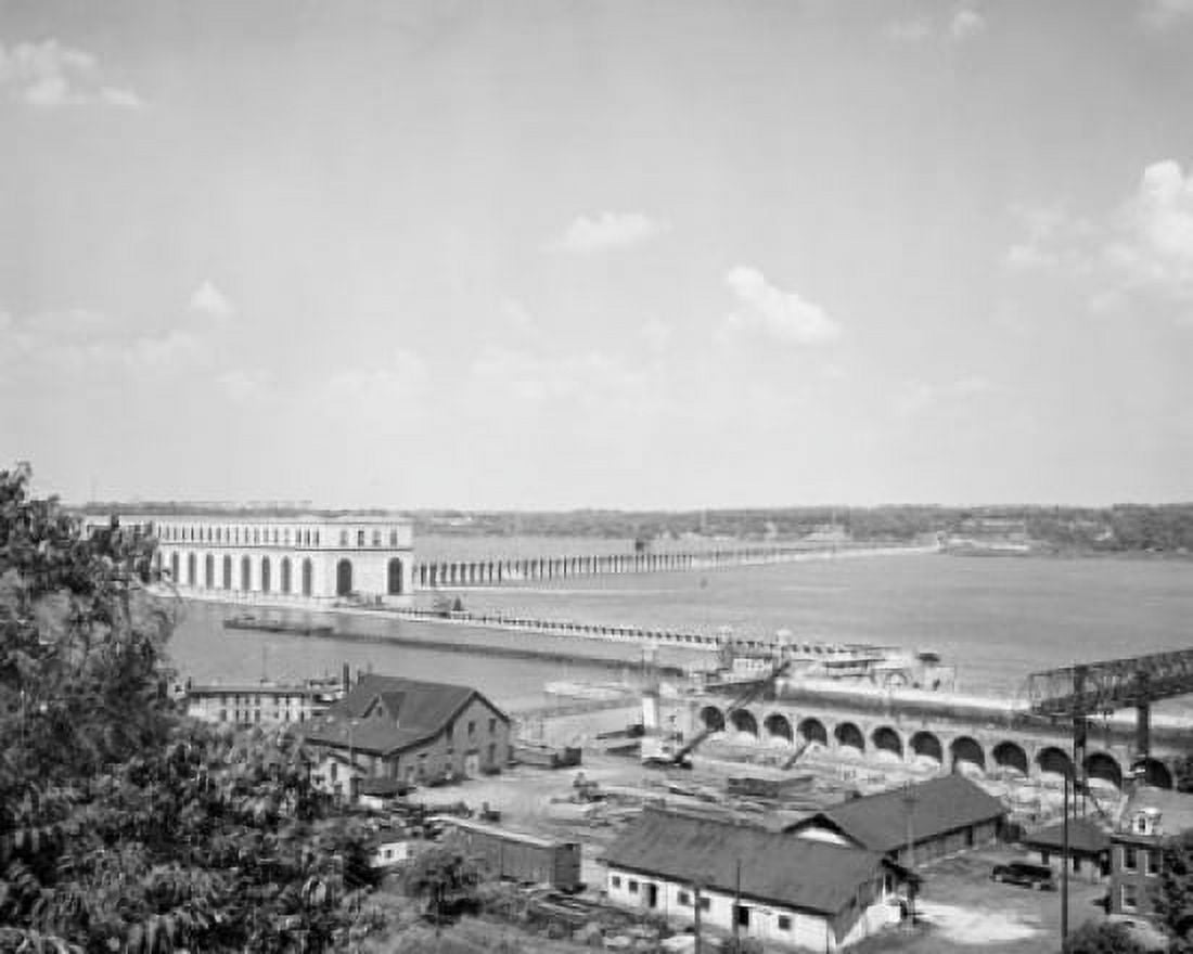 High angle view of a dam across a river Mississippi River Keokuk Iowa USA Canvas Art - (18 x 24)