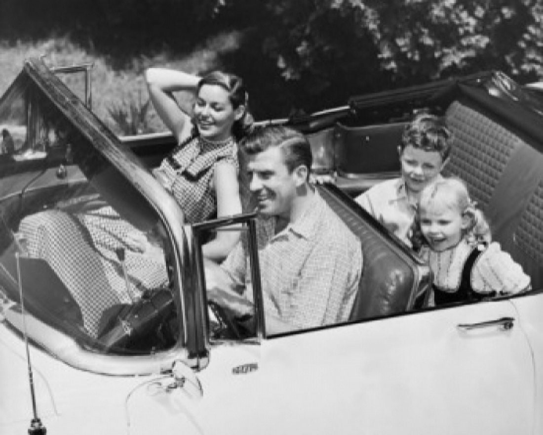 High angle view of a family traveling in a car Canvas Art - (24 x 36)