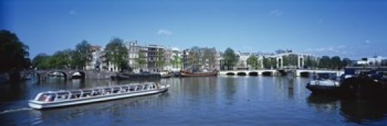 High angle view of a ferry in a lake Amsterdam Netherlands Canvas Art - Panoramic Images (36 x 12)