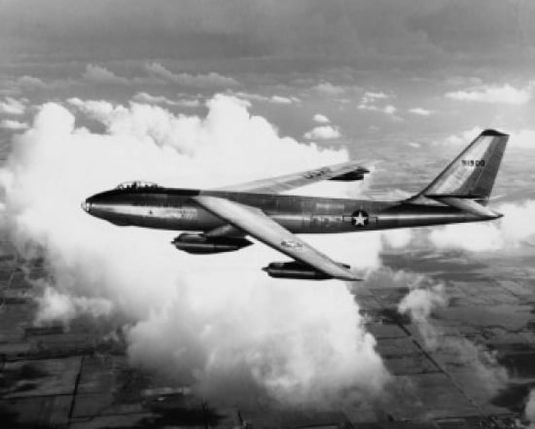 High angle view of a fighter plane in flight B-47 Stratojet Canvas Art - (18 x 24)