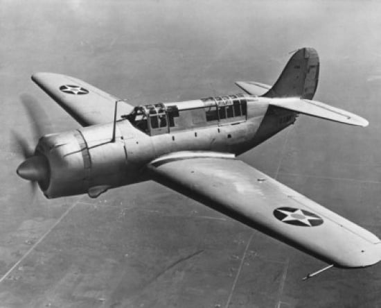 High angle view of a fighter plane in flight Curtiss SB2C Helldiver December 1941 Canvas Art - (18 x 24)