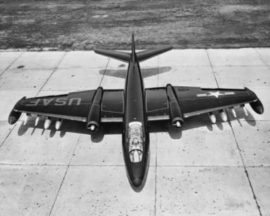 High angle view of a fighter plane on a military base Martin B-57B US Air Force Canvas Art - (24 x 36)