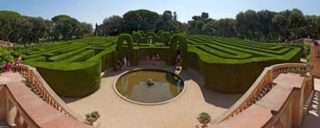 High angle view of a formal garden Horta Labyrinth Park Horta-Guinardo Barcelona Catalonia Spain Canvas Art - Panoramic Images (30 x 12)