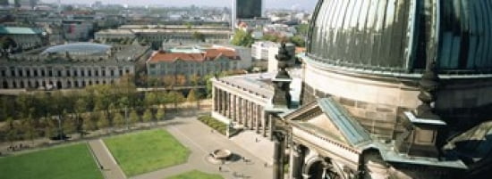 High angle view of a formal garden in front of a church Berlin Dome Altes Museum Berlin Germany Canvas Art - Panoramic Images (36 x 13)