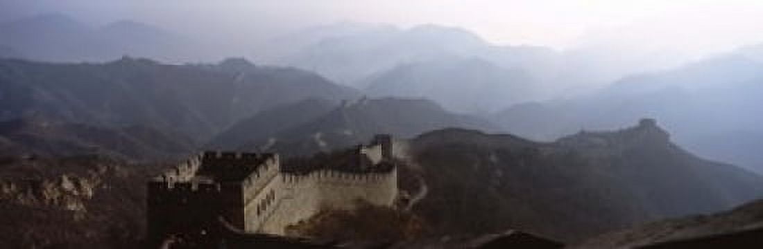 High angle view of a fortified wall passing through a mountain range Great Wall Of China Beijing China Canvas Art - Panoramic Images (18 x 6)