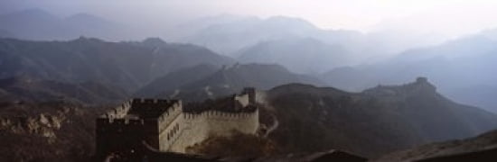 High angle view of a fortified wall passing through a mountain range Great Wall Of China Beijing China Canvas Art - Panoramic Images (36 x 12)