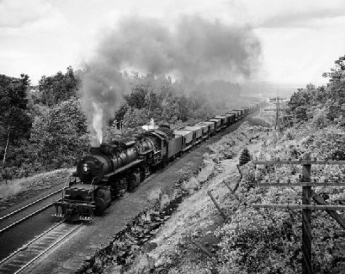 High angle view of a freight train moving on railroad track Canvas Art - (24 x 36)