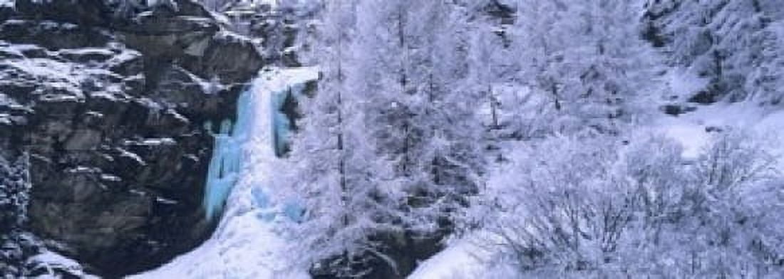 High angle view of a frozen waterfall Valais Canton Switzerland Canvas Art - Panoramic Images (18 x 7)