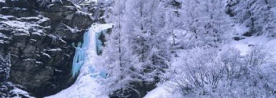 High angle view of a frozen waterfall Valais Canton Switzerland Canvas Art - Panoramic Images (36 x 13)