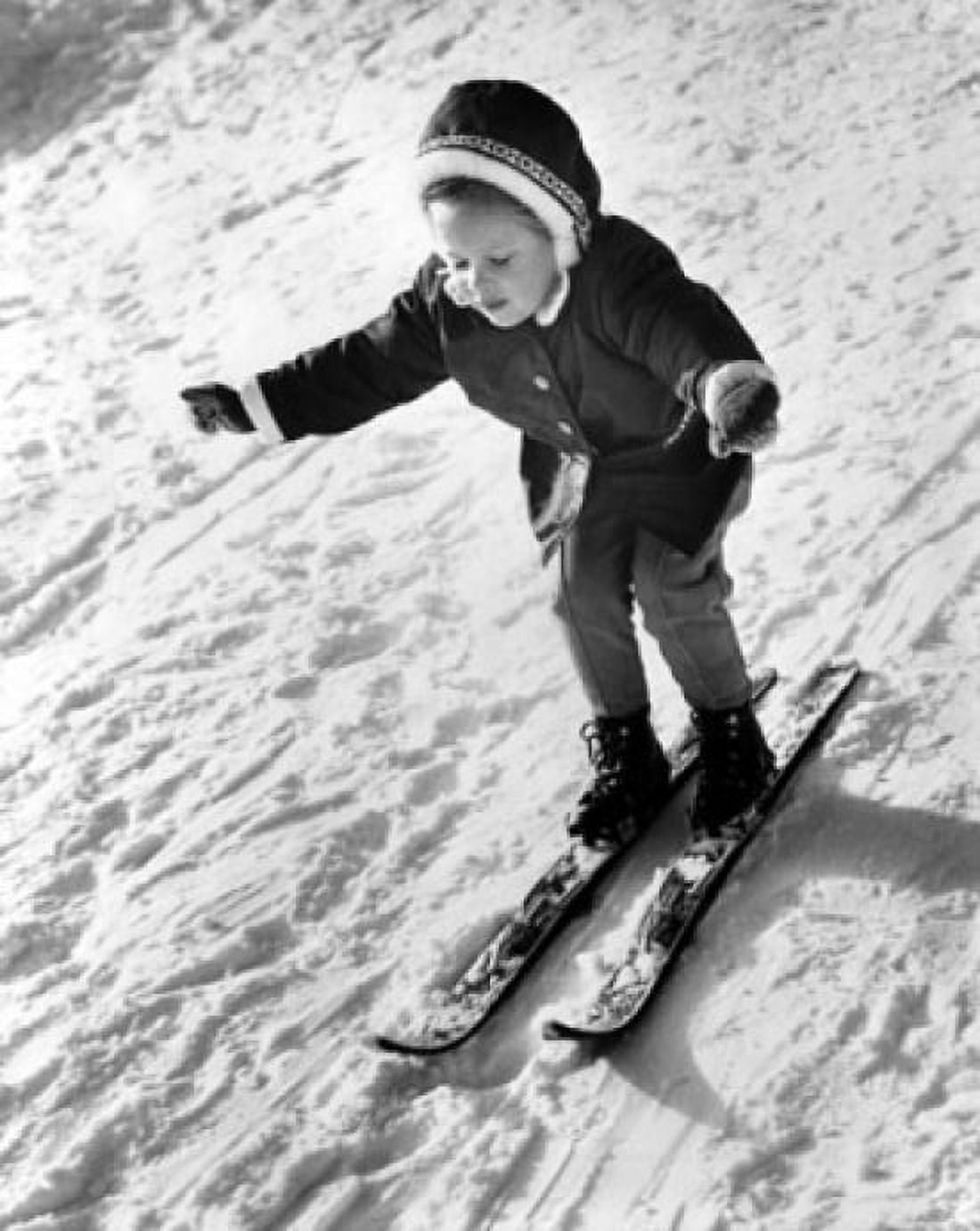 High angle view of a girl skiing on snow Canvas Art - (18 x 24)