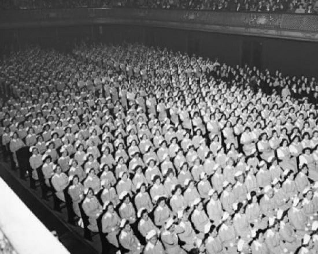 High angle view of a group of Red Cross volunteers sitting in an auditorium Canvas Art - (24 x 36)
