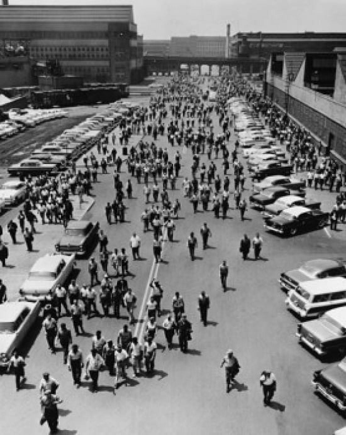 High angle view of a group of industrial laborer walking on a road Rouge plant Ford Motor Company Dearborn Michigan USA Canvas Art - (24 x 36)