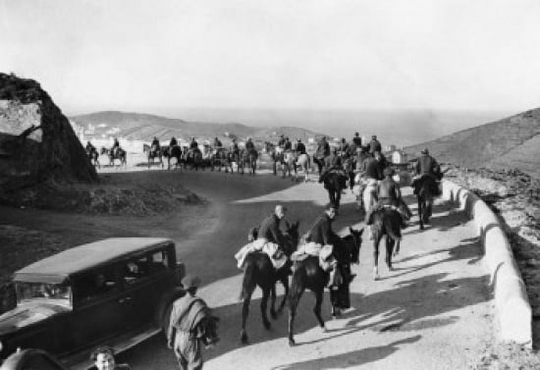 High angle view of a group of people horseback riding during a war Spanish Civil War Canvas Art - (18 x 24)