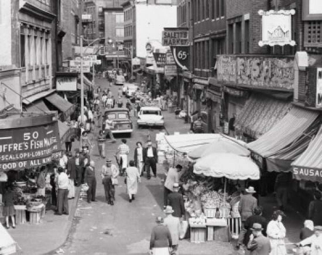 High angle view of a group of people in a street market Salem Street Boston Massachusetts USA Canvas Art - (18 x 24)