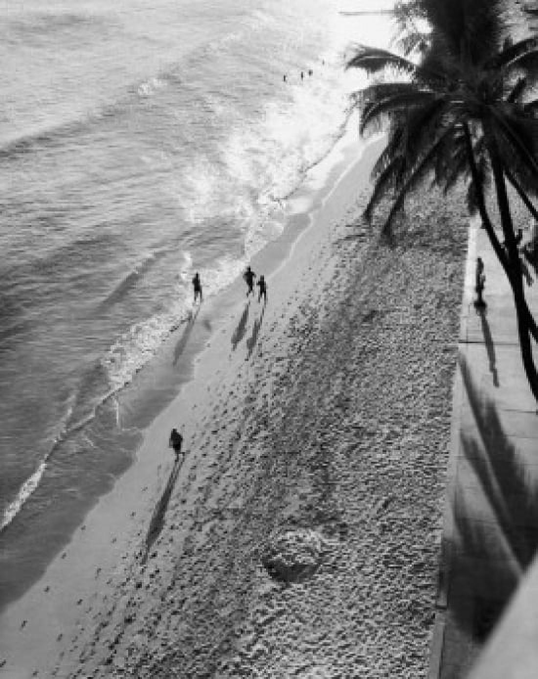 High angle view of a group of people jogging on the beach Waikiki Beach Honolulu Oahu Hawaii USA Canvas Art - (18 x 24)