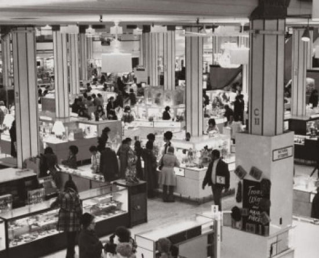 High angle view of a group of people shopping in a department store Canvas Art - (18 x 24)