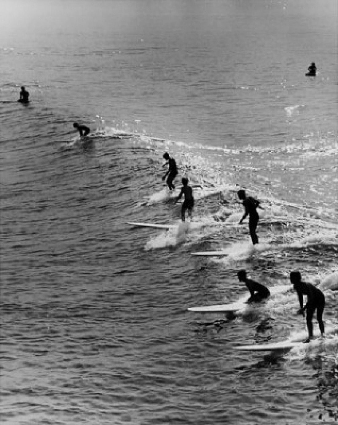 High angle view of a group of people surfing in the sea Canvas Art - (18 x 24)