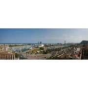 High angle view of a harbor, Port Vell, Barcelona, Catalonia, Spain Poster Print (36 x 13)