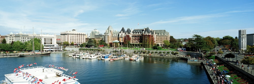 High angle view of a harbor Victoria Harbour Victoria British Columbia Canada Canvas Art - Panoramic Images (6 x 18)