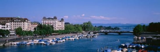 High angle view of a harbor Zurich Switzerland Canvas Art - Panoramic Images (36 x 12)