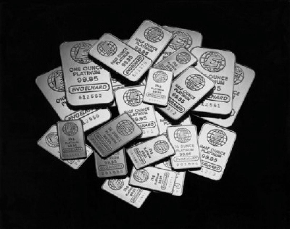 High angle view of a heap of platinum bars Canvas Art - (18 x 24)
