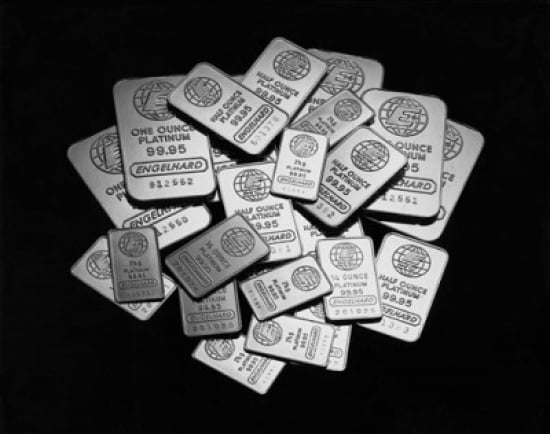 High angle view of a heap of platinum bars Canvas Art - (24 x 36)