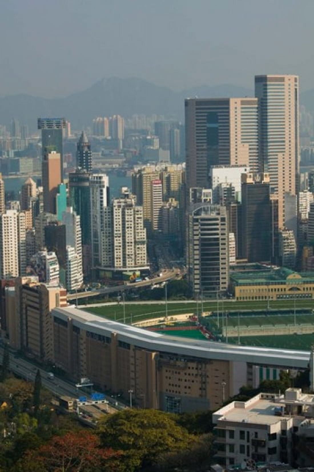 High angle view of a horseracing track Happy Valley Racecourse Happy Valley Wan Chai District Hong Kong Canvas Art - Panoramic Images (24 x 36)