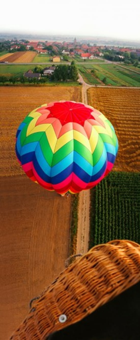 High angle view of a hot air balloon on field Metz Moselle Lorraine France Canvas Art - Panoramic Images (15 x 6)