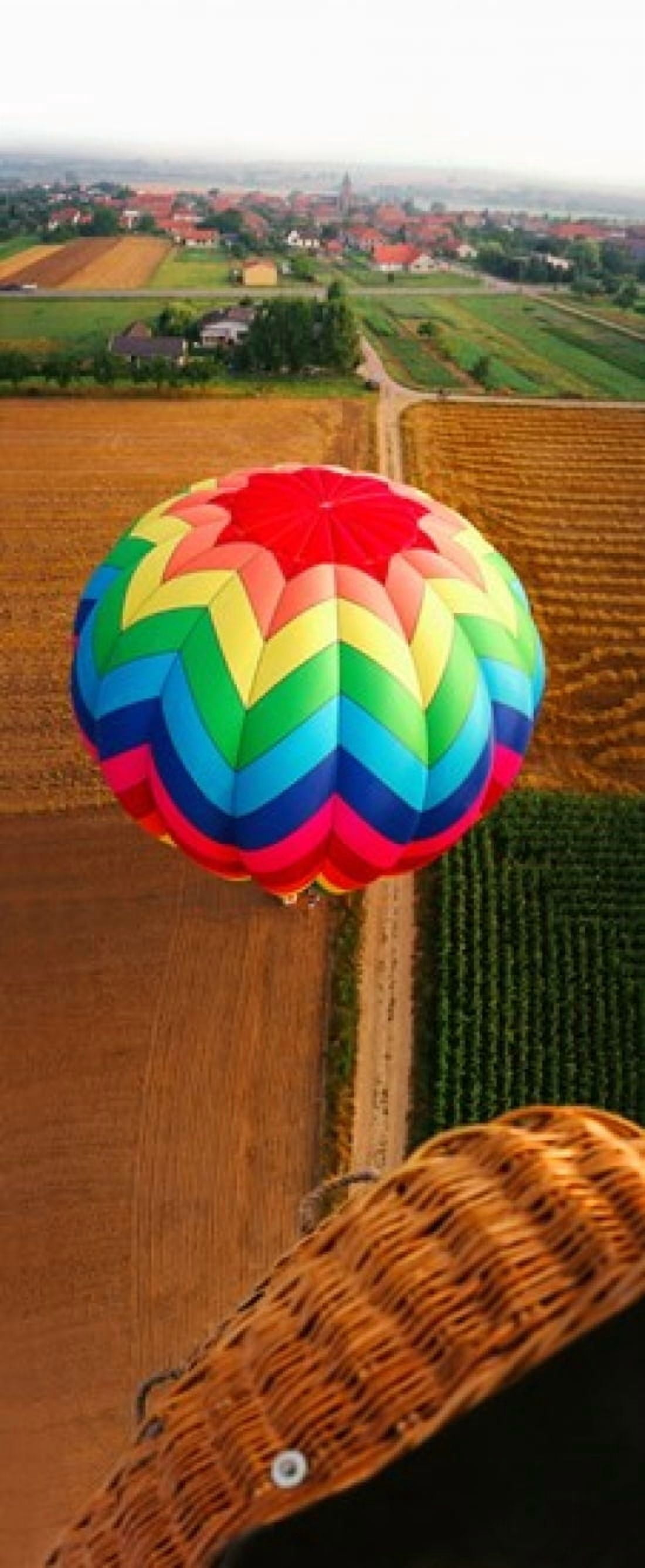High angle view of a hot air balloon on field Metz Moselle Lorraine France Canvas Art - Panoramic Images (30 x 13)