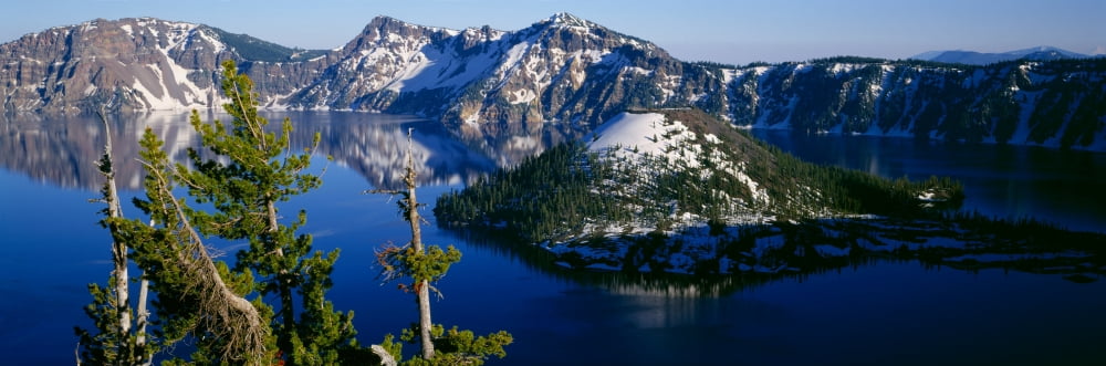 High angle view of a lake Crater Lake Crater Lake National Park Oregon USA Canvas Art - Panoramic Images (36 x 12)