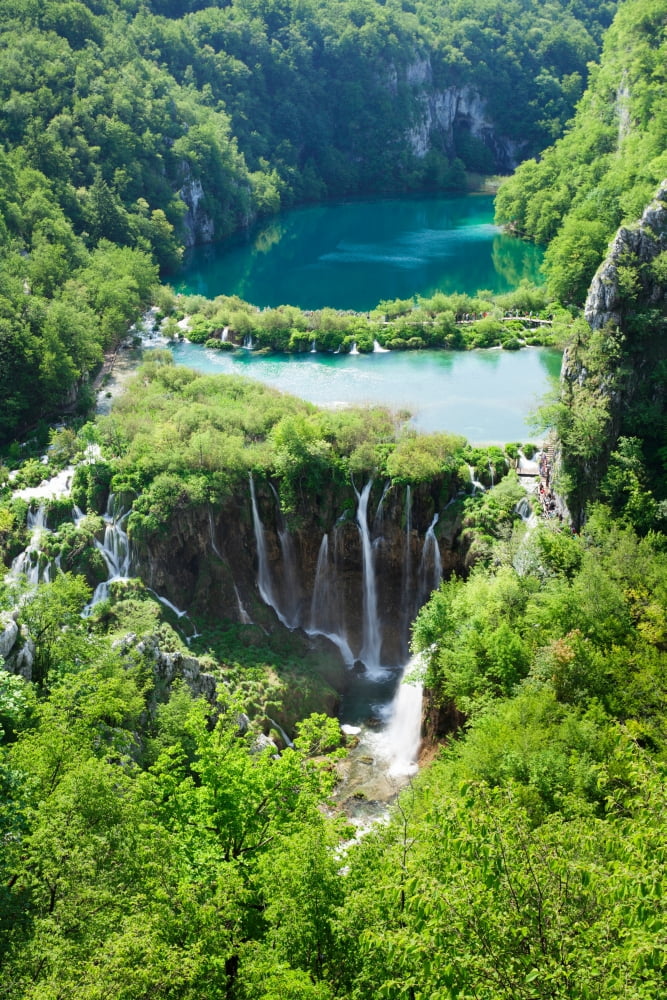 High angle view of a lake Gavanovac Lake Plitvice Lakes National Park Croatia Canvas Art - Panoramic Images (27 x 9)