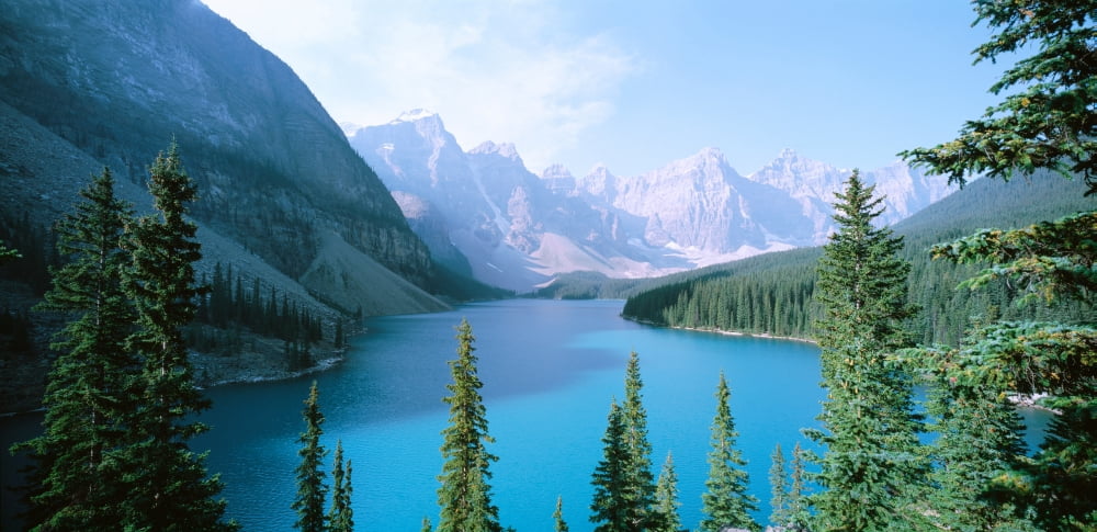 High angle view of a lake Moraine Lake Banff National Park Canada Canvas Art - Panoramic Images (25 x 12)