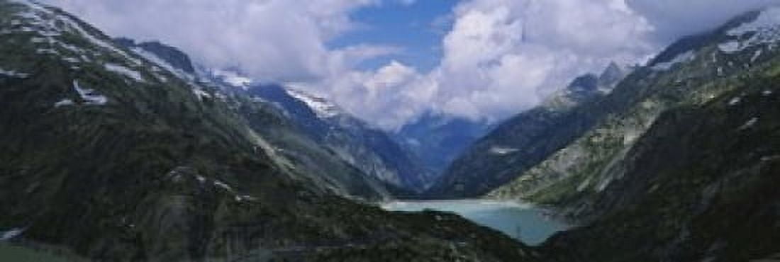 High angle view of a lake surrounded by mountains Grimsel Pass Switzerland Canvas Art - Panoramic Images (18 x 6)