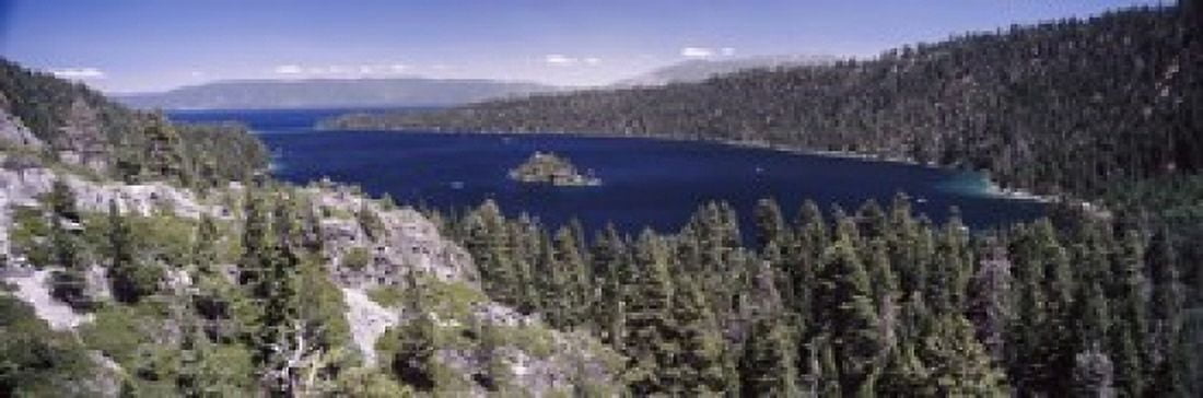 High angle view of a lake with mountains in the background Lake Tahoe California USA Canvas Art - Panoramic Images (18 x 6)
