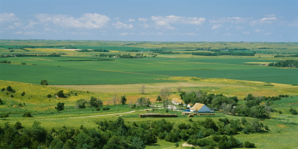High angle view of a landscape Arnold Custer County Nebraska USA Canvas Art - Panoramic Images (12 x 24)