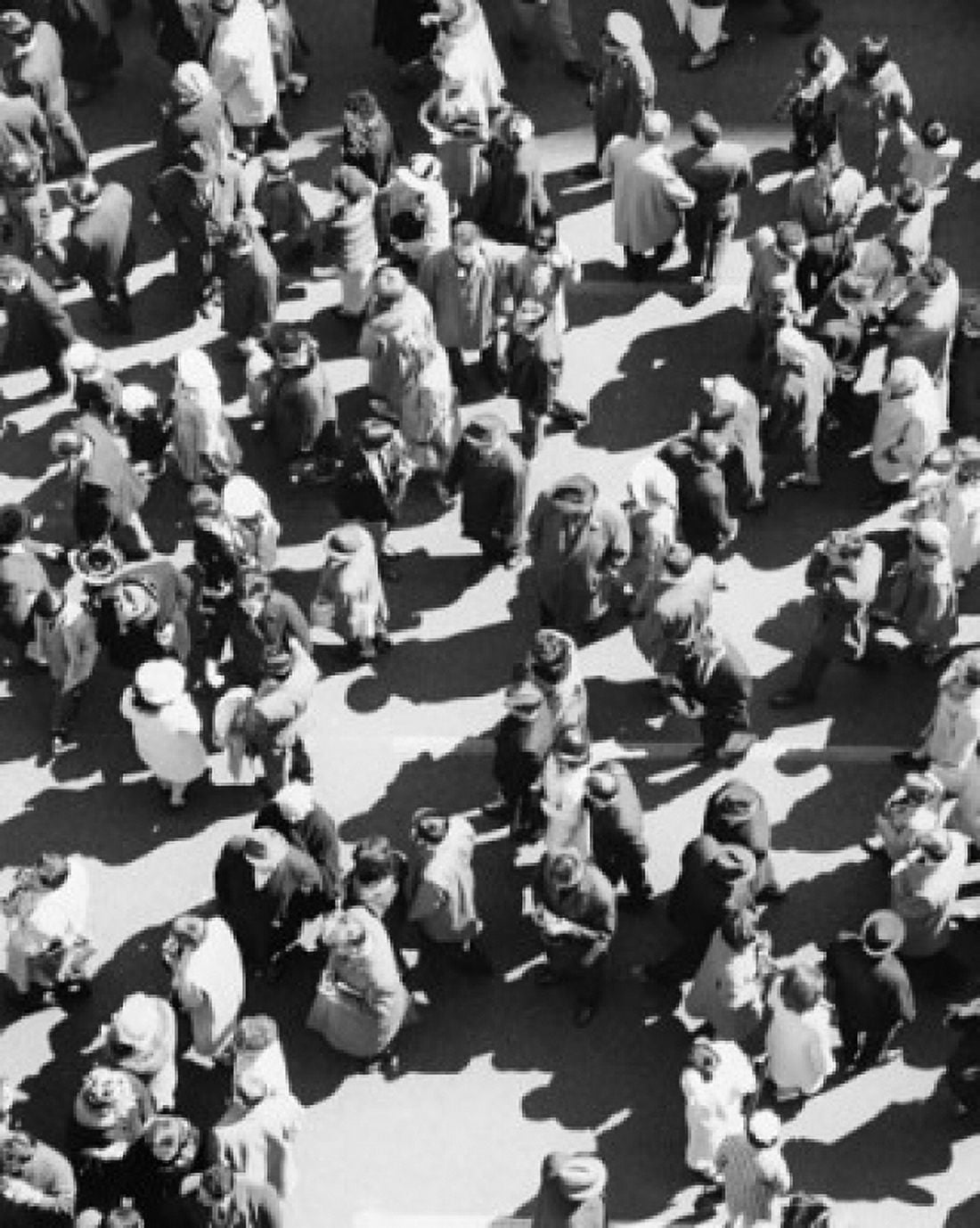 High angle view of a large group of people walking Canvas Art - (24 x 36)