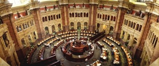 High angle view of a library reading room Library of Congress Washington DC USA Canvas Art - Panoramic Images (30 x 13)