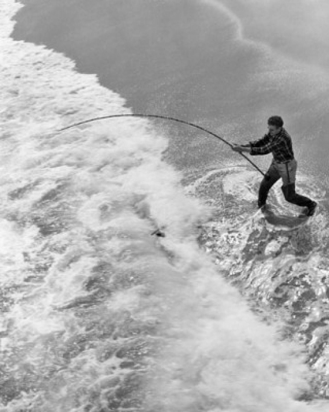 High angle view of a man fishing in the sea Canvas Art - (18 x 24)