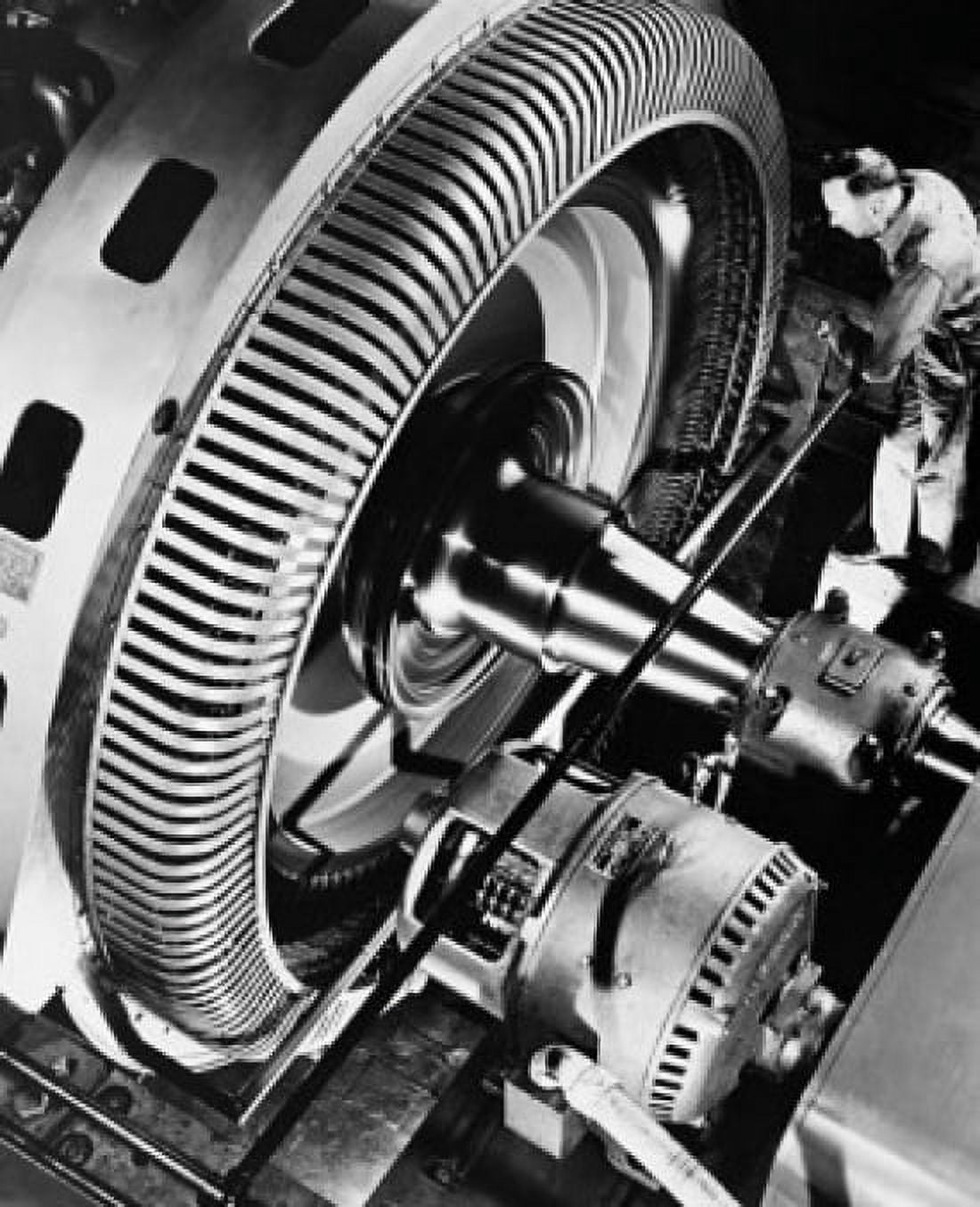 High angle view of a man working on an alternating-current generator Canvas Art -  (24 x 36)