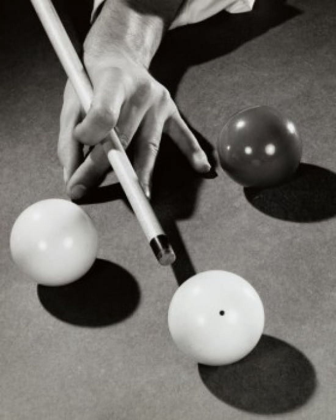 High angle view of a mans hand hitting a pool ball with a cue stick Canvas Art - (18 x 24)