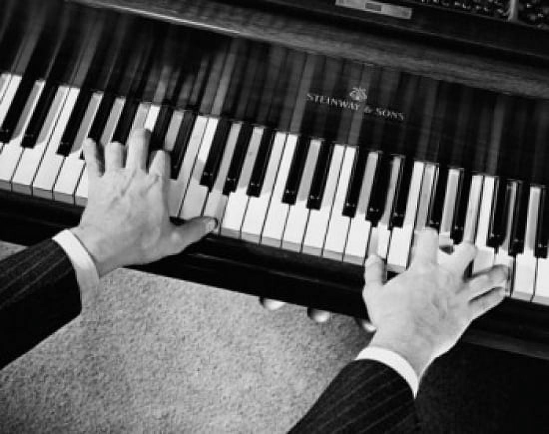 High angle view of a mans hands playing the piano Canvas Art - (24 x 36)