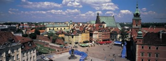 High angle view of a market square Warsaw Silesia Poland Canvas Art - Panoramic Images (36 x 13)
