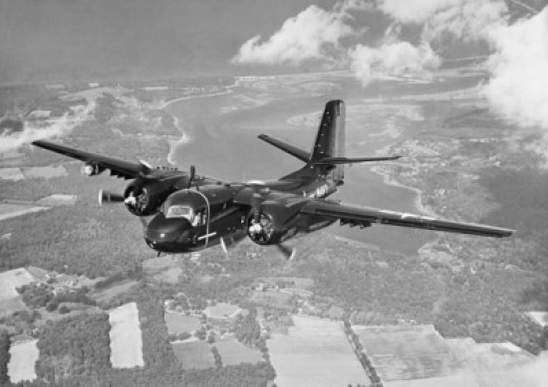 High angle view of a military airplane in flight S2F Sub-Killer Canvas Art -  (18 x 24)